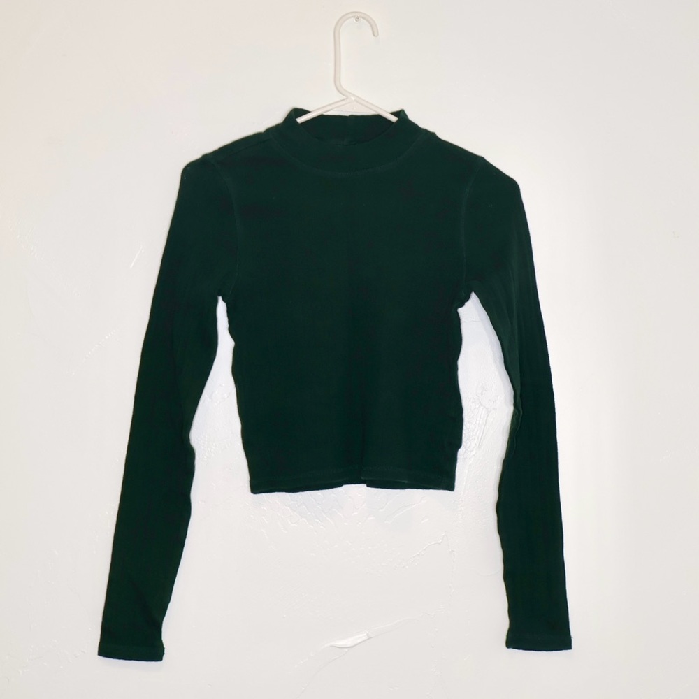 American Eagle Long Sleeve Knit Mock Neck - Dark Green